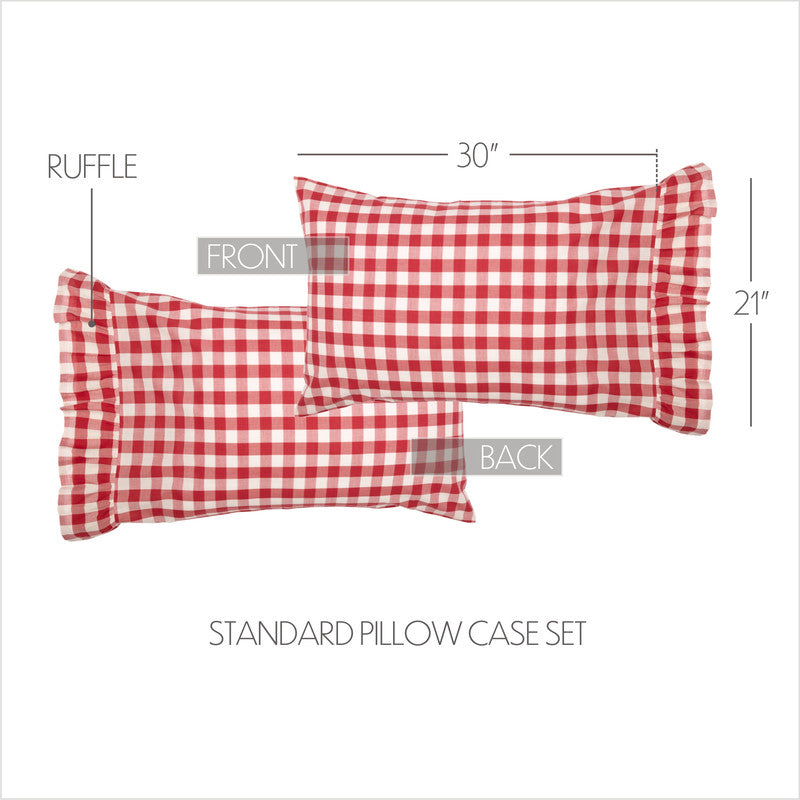Selena III Standard Pillow Case - Red Check - Set of 2