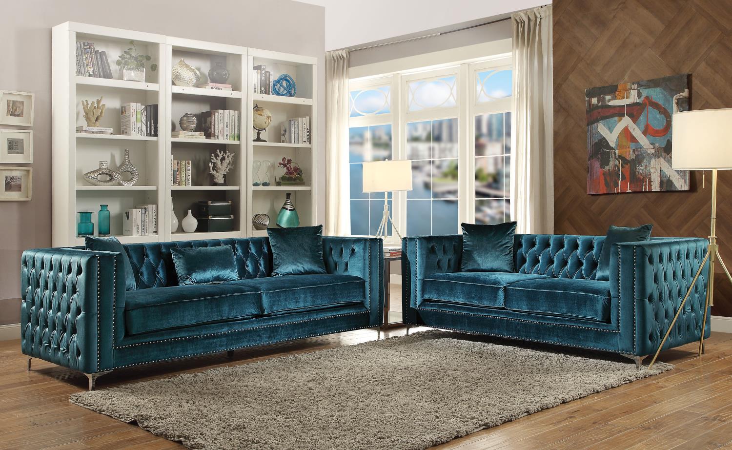Glamour Velvet Sofa - Dark Teal