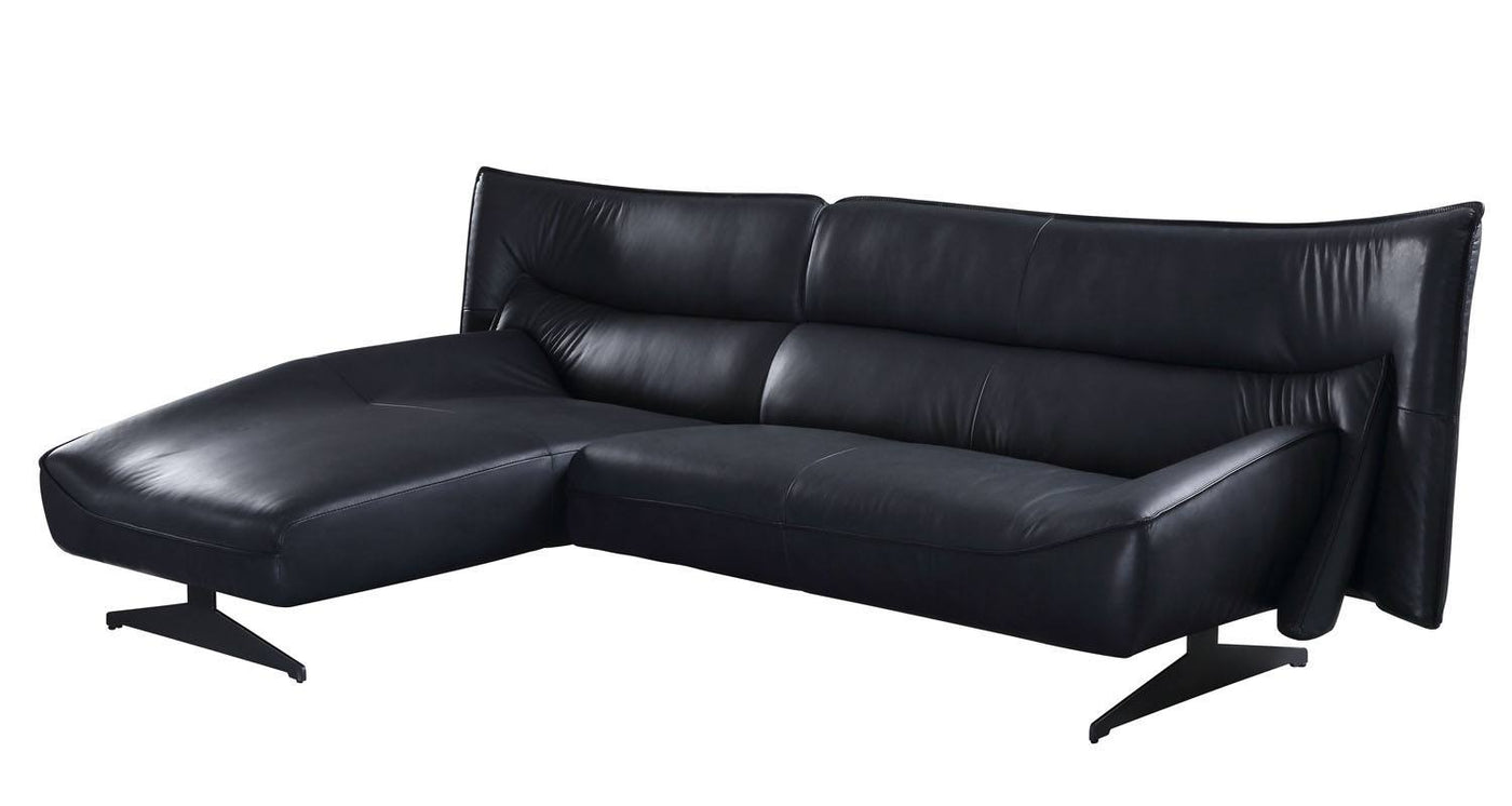 Cutler Leather Left-Facing Sectional - Black