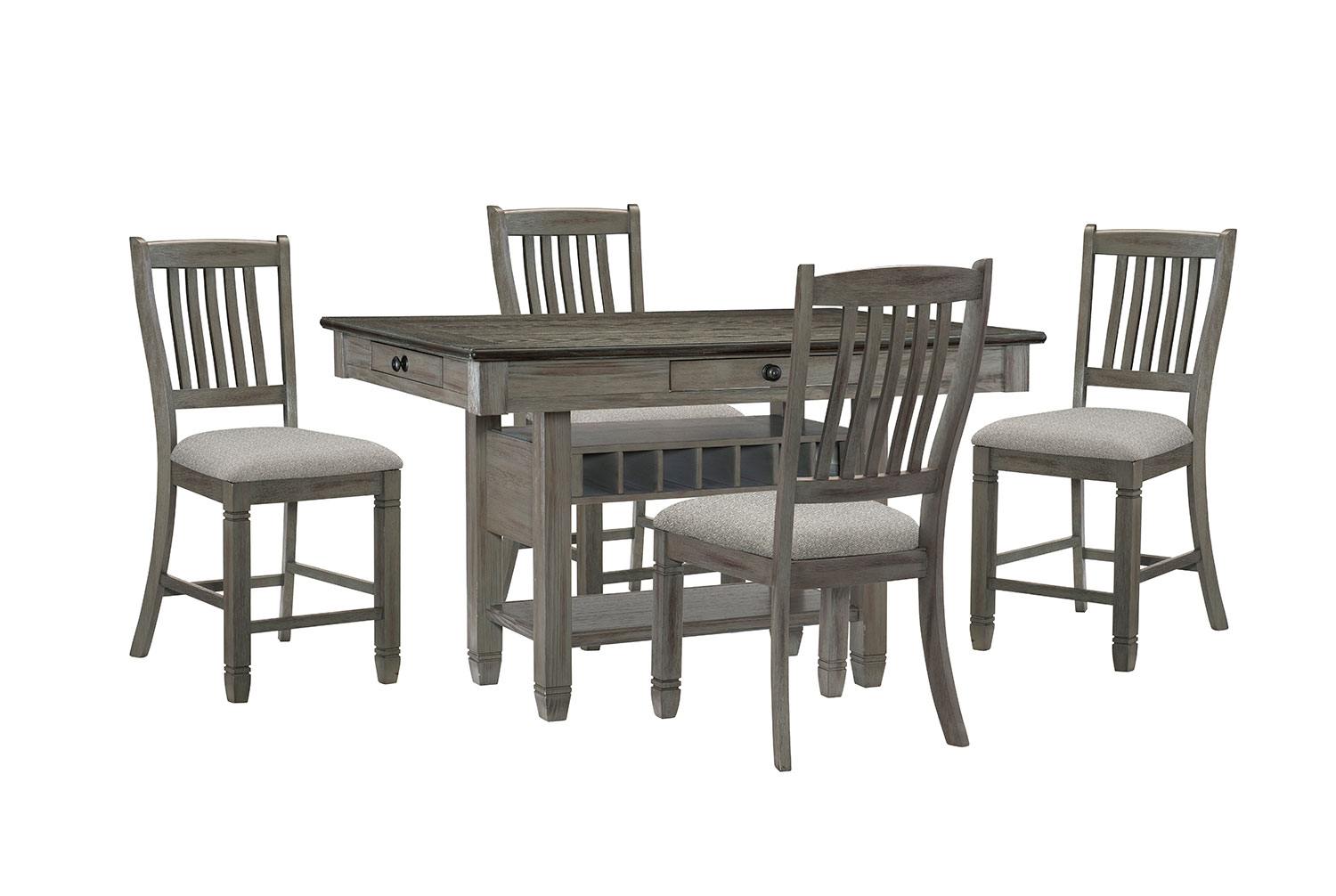 Harold Counter Height Dining Table - Grey, Antique