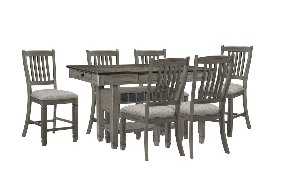 Harold Counter Height Dining Table - Grey, Antique