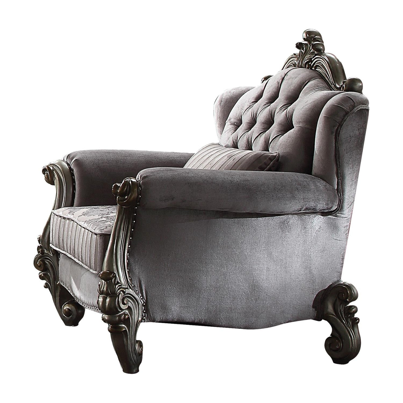Escalera Accent Chair - Velvet and Antique Platinum