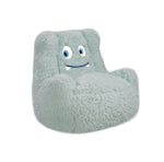 Parker mint green plush foam chair front angled view featuring friendly face design