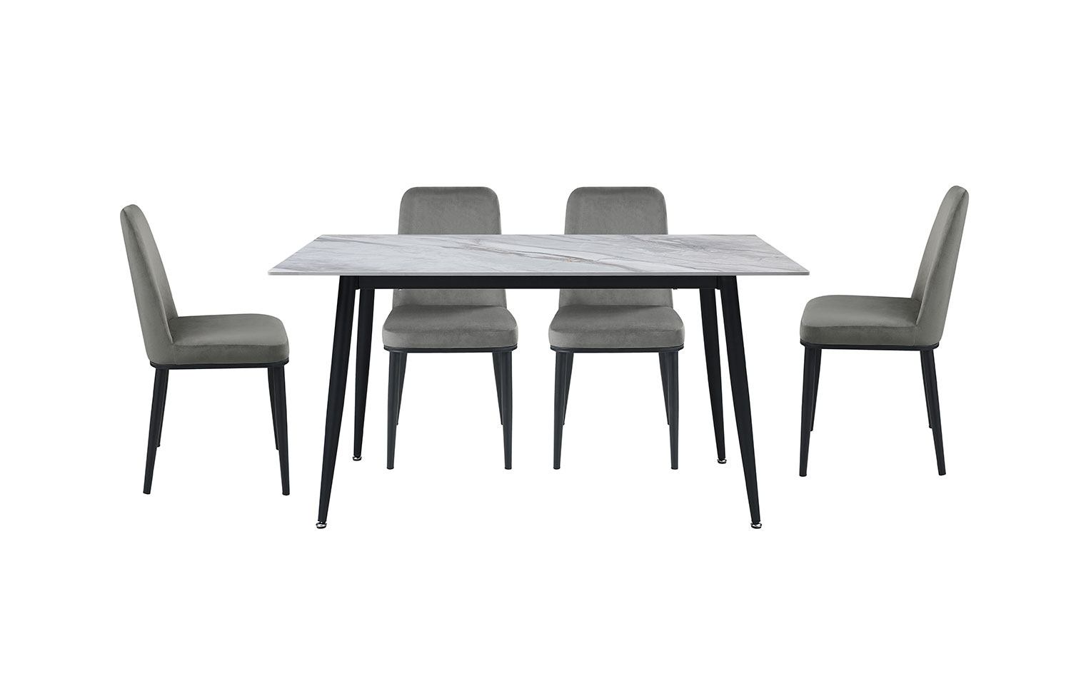Emberly 5-Piece Sintered Stone Dining Set - Grey, Black