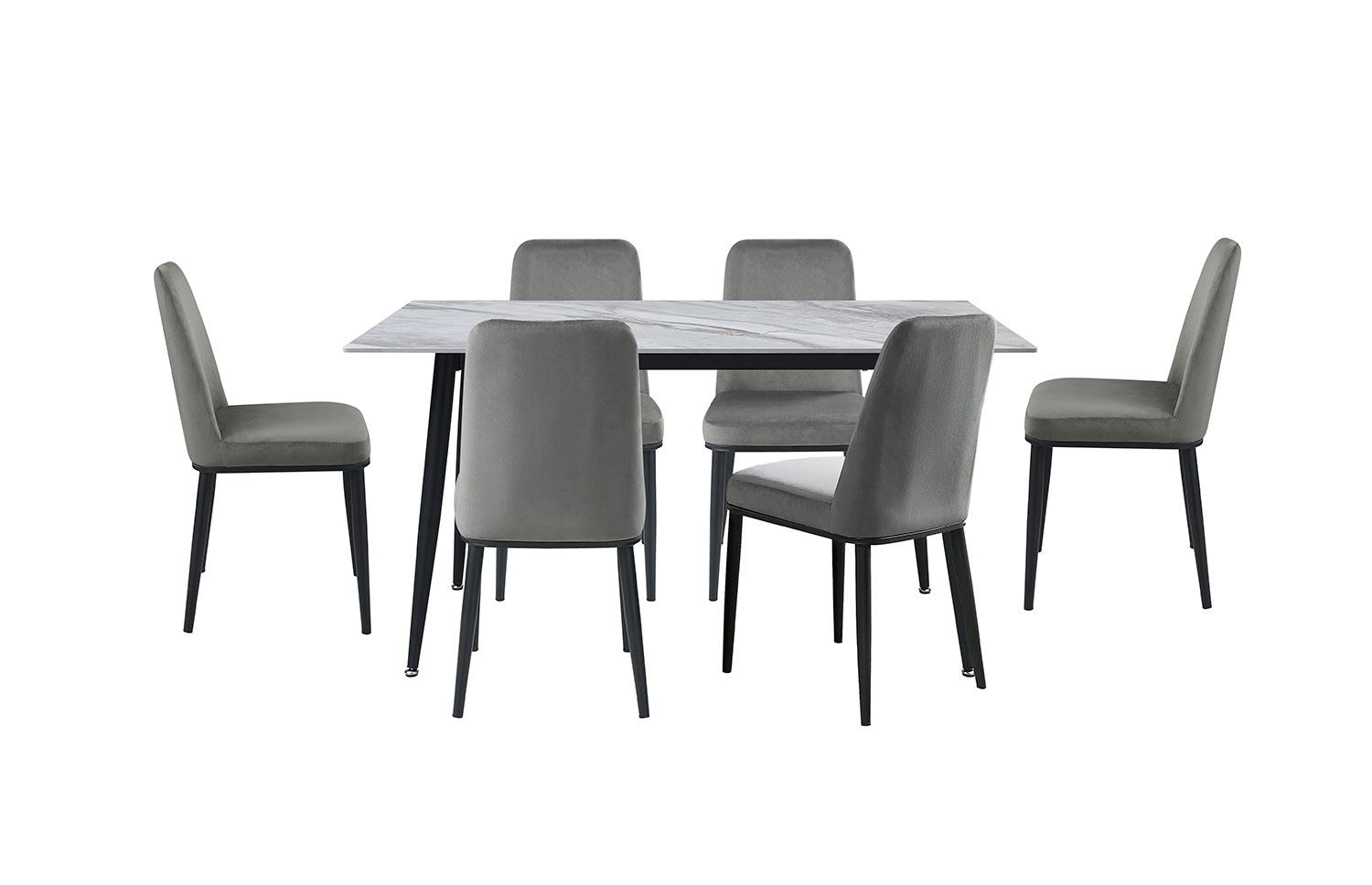 Emberly 7-Piece Sintered Dining Set - Grey, Black