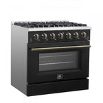 Forno Galiano 36" Black Freestanding Gas Range (5.36 Cu. Ft.) - FFSGS6244-36BLK
