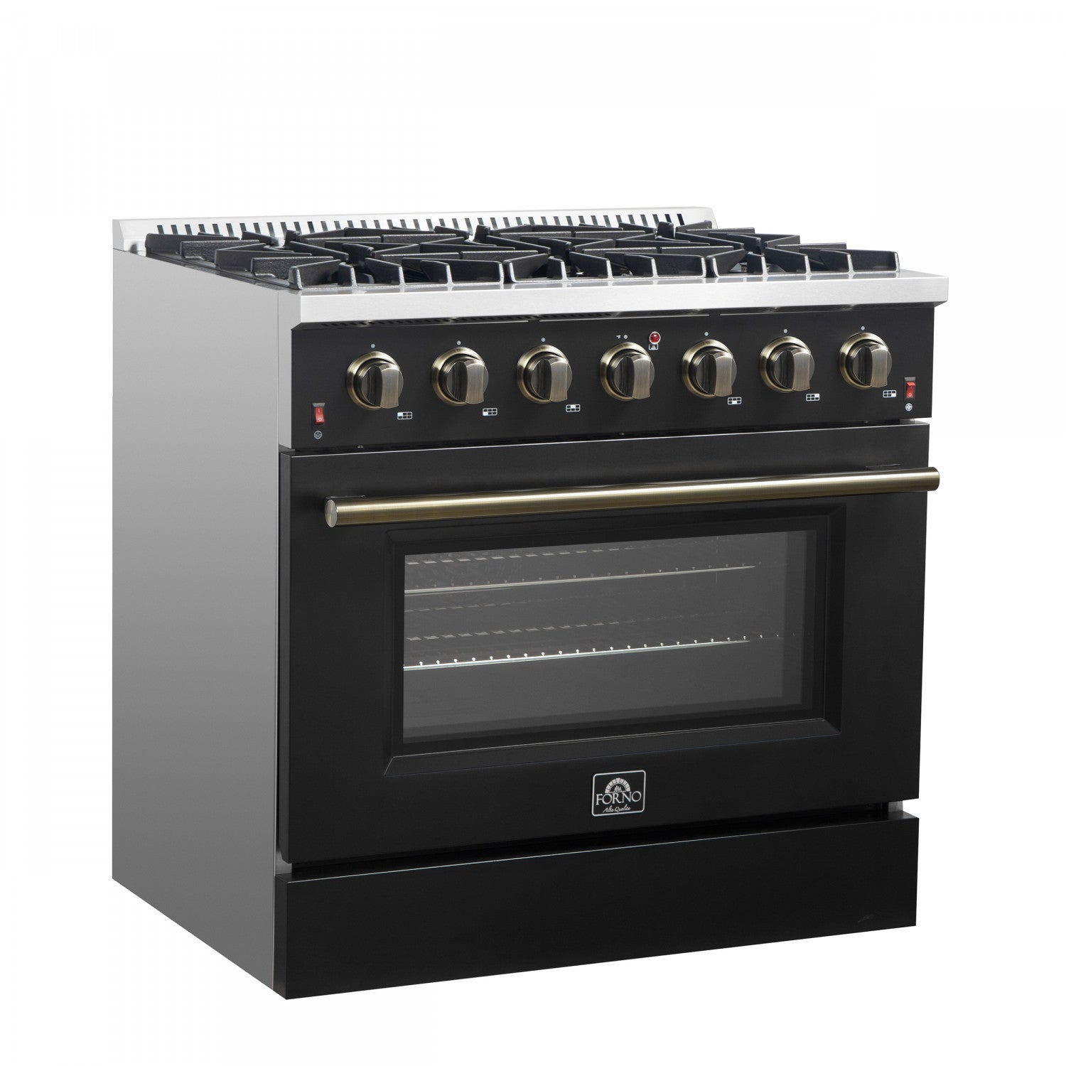 Forno Galiano 36" Black Freestanding Gas Range (5.36 Cu. Ft.) - FFSGS6244-36BLK