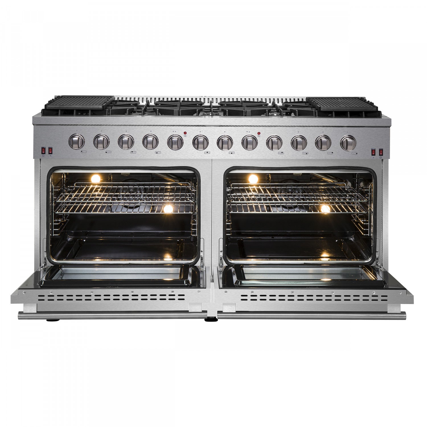 Forno Galiano 60" Stainless Steel Freestanding Double Oven Gas Range With Convection (8.64 Cu. Ft.) - FFSGS6244-60