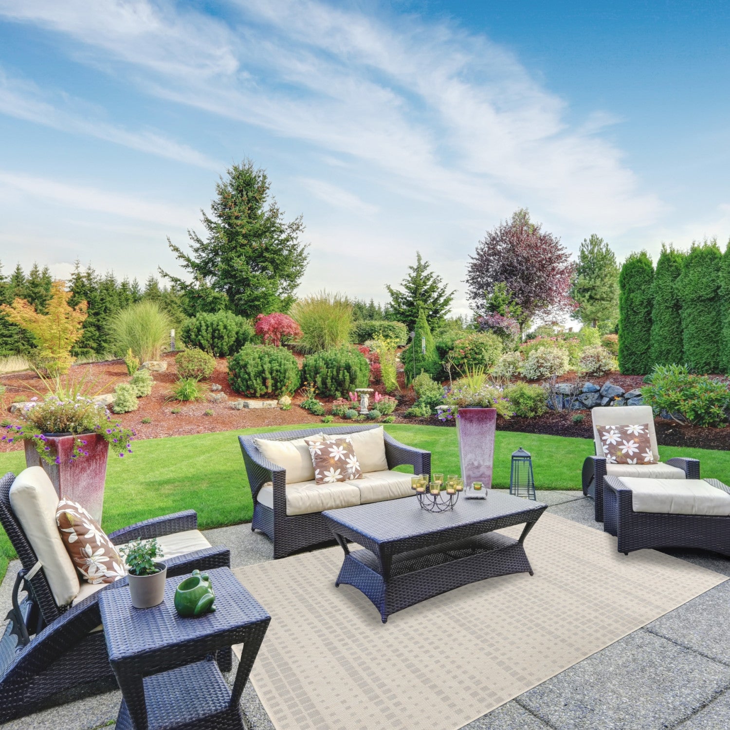 Cabana Boxes Indoor/Outdoor Rug - 8' x 10' - Grey