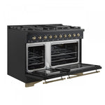 Forno Antico 48" Black Freestanding Double Oven Gas Range (5.5 Cu. Ft.) - FFSGS6219-48BLK