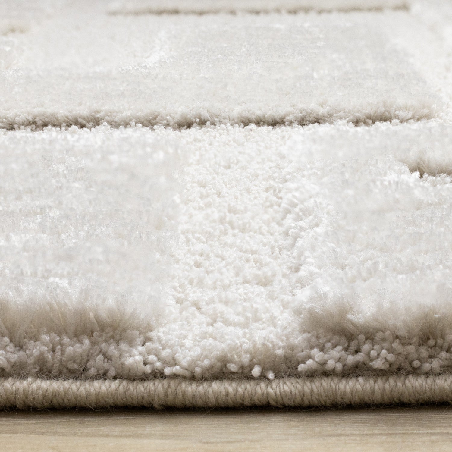 Luxury Plush Textured Shapes Area Rug - 8' X 11' - Cream