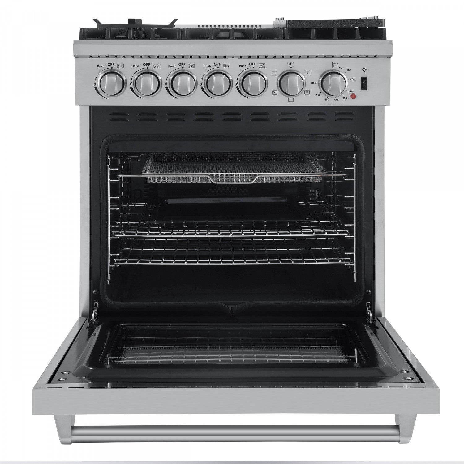 Forno Lazio Stainless Steel Dual Fuel Range with True Convection and Air Fry (4.32 Cu. Ft.) - FFSGS6196-30