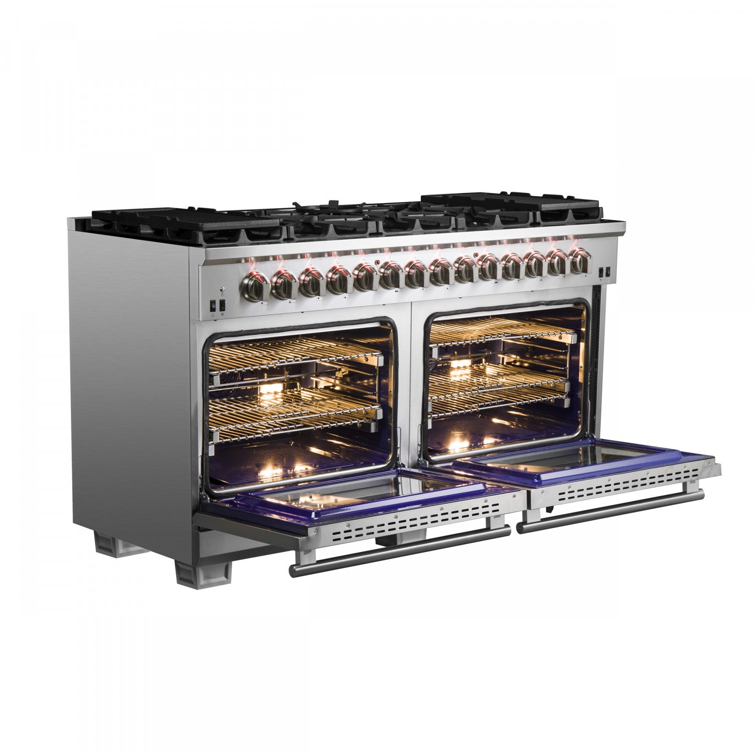 Forno Capriasca 60" Stainless Steel Dual Fuel Double Oven Range with True Convection And Air Fry (8.54 Cu. Ft.) -  FFSGS6187-60