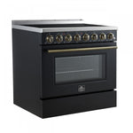 Forno Paolo 36" Black Freestanding Electric Range with True Convection (5.44 Cu. Ft.) - FFSEL6011-36BLK