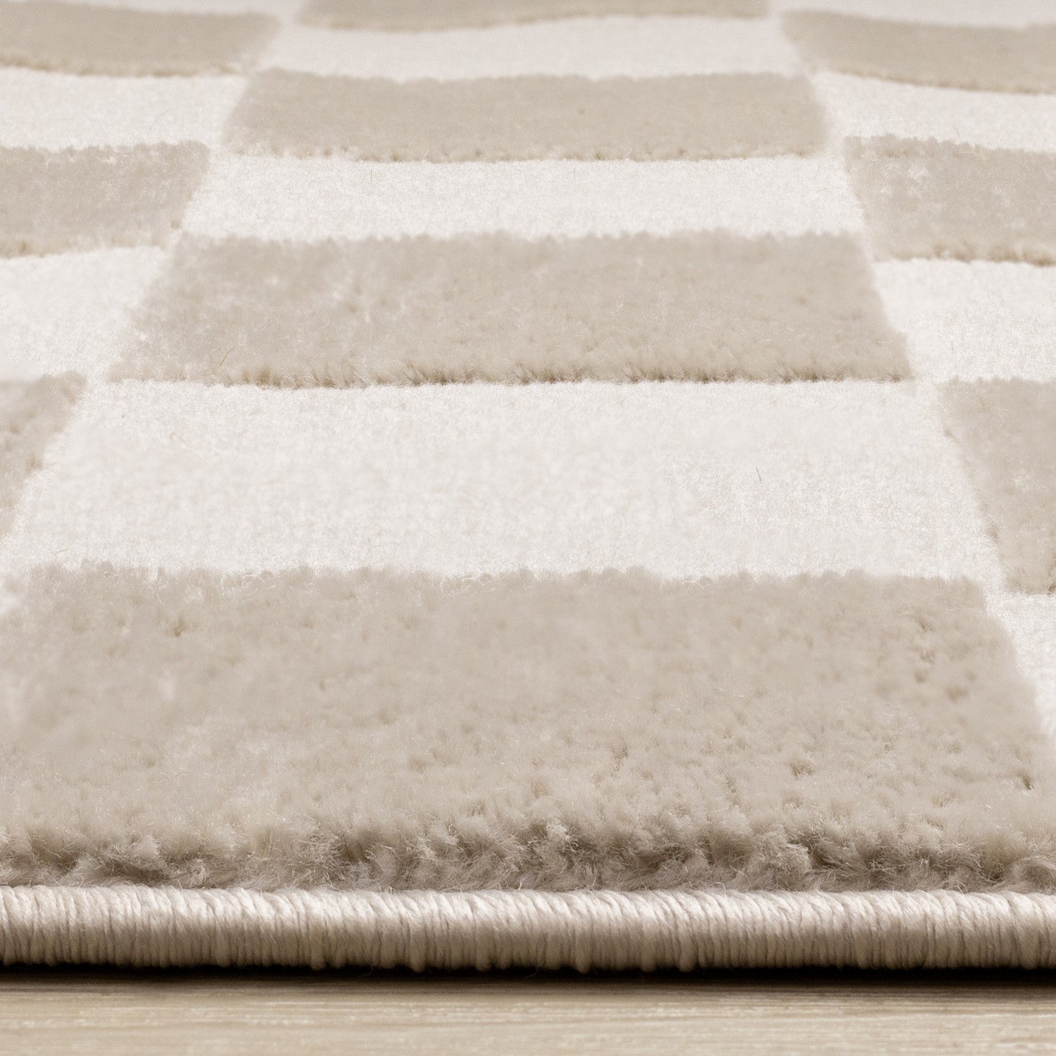 Logan Modern Checkered Area Rug - 8' X 11' - Beige/Cream