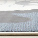 Kids Baby Penguin Area Rug - 4' X 6' - Grey/Blue