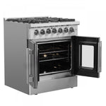 Forno Galiano 30" Stainless Steel French Door Dual Fuel Range with True Convection (4.32 Cu. Ft.) - FFSGS6356-30