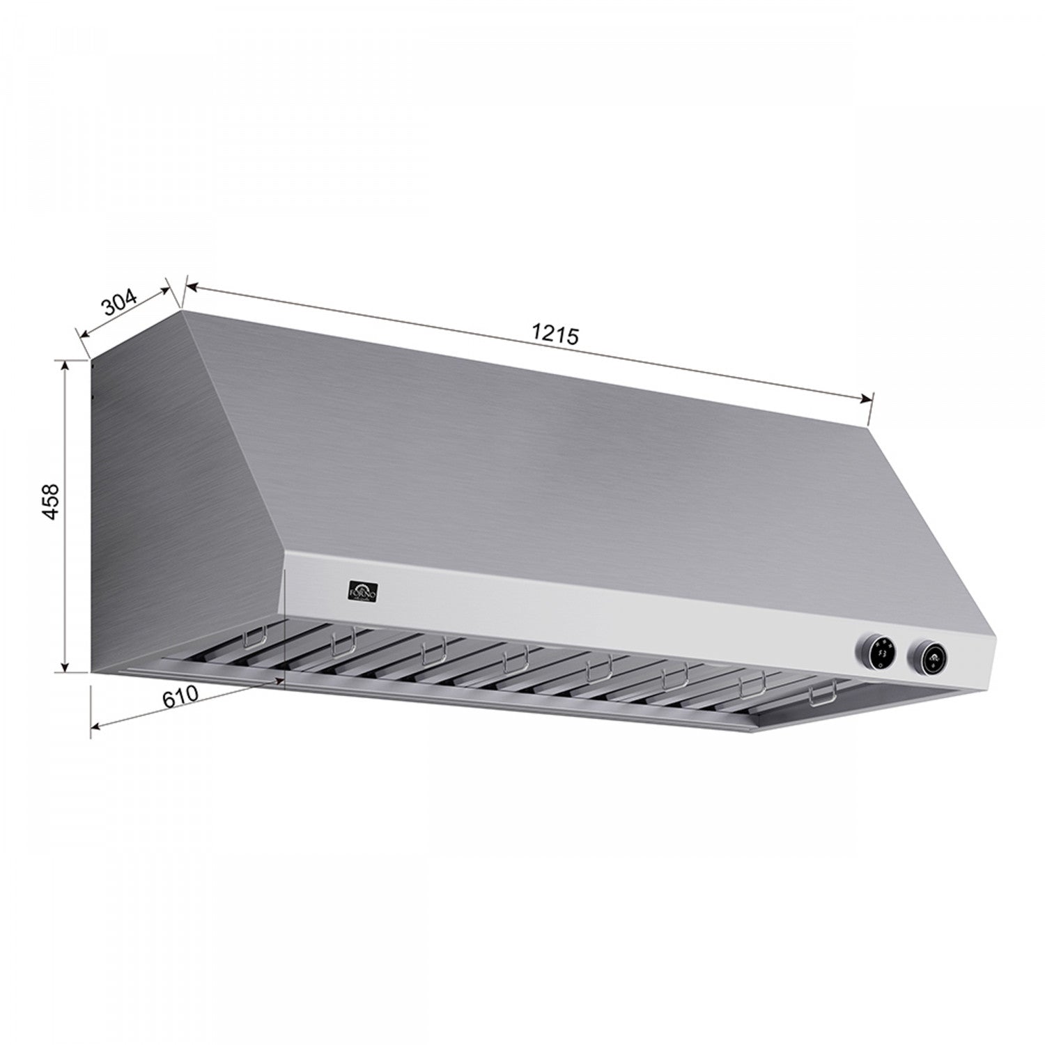 Forno Biagio Stainless Steel 48" 1200 CFM Wall Mounted Range Hood - FRHWM5009-48
