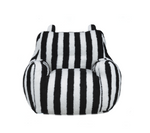 Parker kids black and white striped plush foam chair straight-on front view
