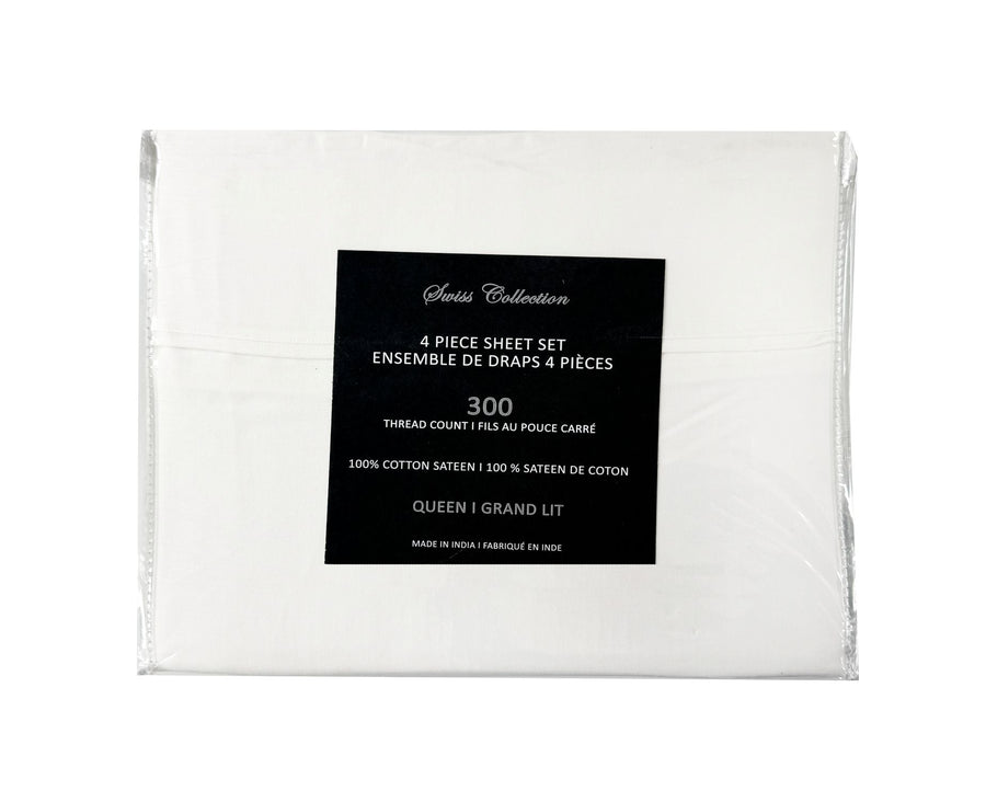 Cotton House 100% Cotton Queen Sheet Set - 300 Thread Count White