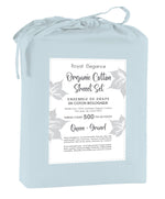 Cotton House 100% Organic Cotton Queen Sheet Set - 500 Thread Count Light Blue