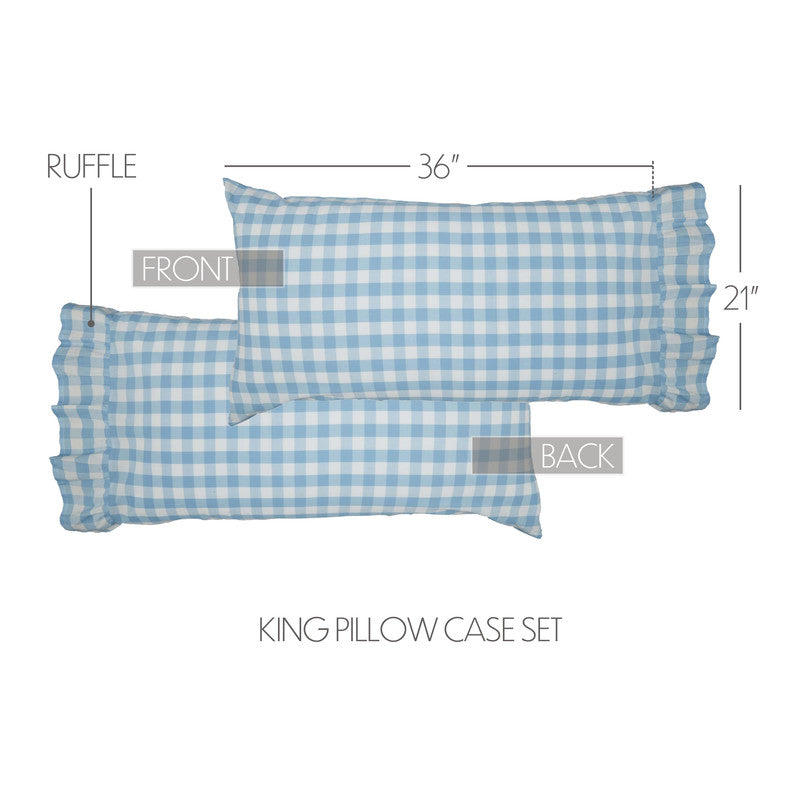 Selena III King Pillow Case - Blue Check - Set of 2