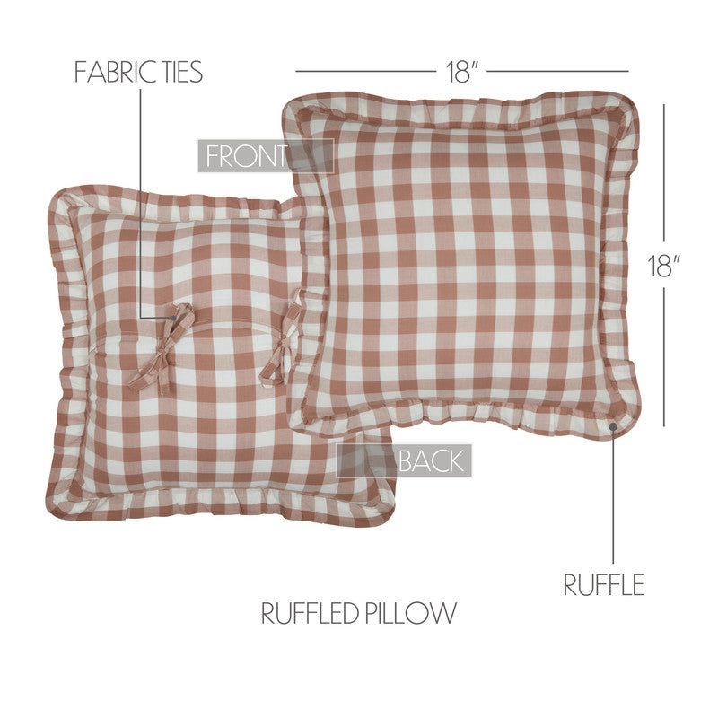Selena III Ruffled Fabric Pillow - Portabella Check - 18x18
