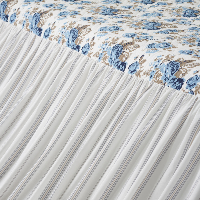 Selena II Ruffled Queen Coverlet - Blue Floral