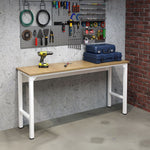 Maximus Natural Wood/Steel Garage Table - White