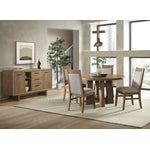 Landmark 5-Piece Round Dining Set with Upholstered Dining Chairs - Brown, Beige