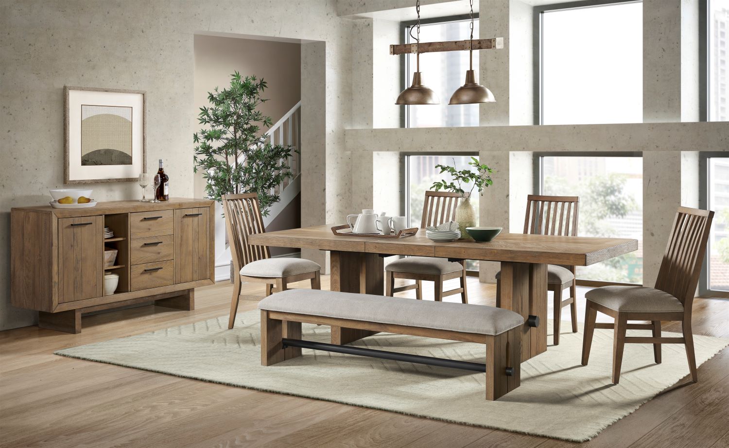 Landmark 6-Piece Extendable Dining Set - Brown, Beige