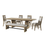 Landmark 6-Piece Extendable Dining Set with Upholstered Dining Chairs - Brown, Beige