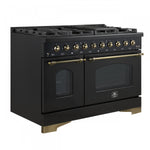 Forno Antico 48" Black Freestanding Double Oven Gas Range (5.5 Cu. Ft.) - FFSGS6219-48BLK