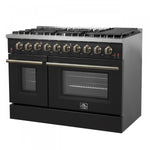 Forno Galiano 48" Black Freestanding Double Oven Gas Range (6.58 Cu. Ft.) - FFSGS6244-48BLK