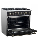 Forno Galiano 36" Black Dual Fuel Range with True Convection (5.36 Cu. Ft.) - FFSGS6156-36BLK