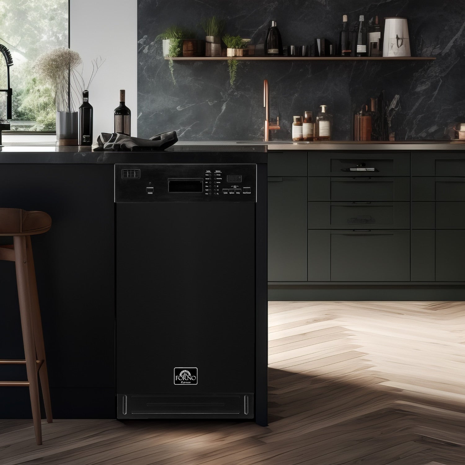 Forno Polo 18" Black Built-in Front Control Dishwasher (52 dBa) - FDWBI8041-18BLK