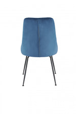 Peacock Velvet Dining Chair - Blue/Black - Set of Two