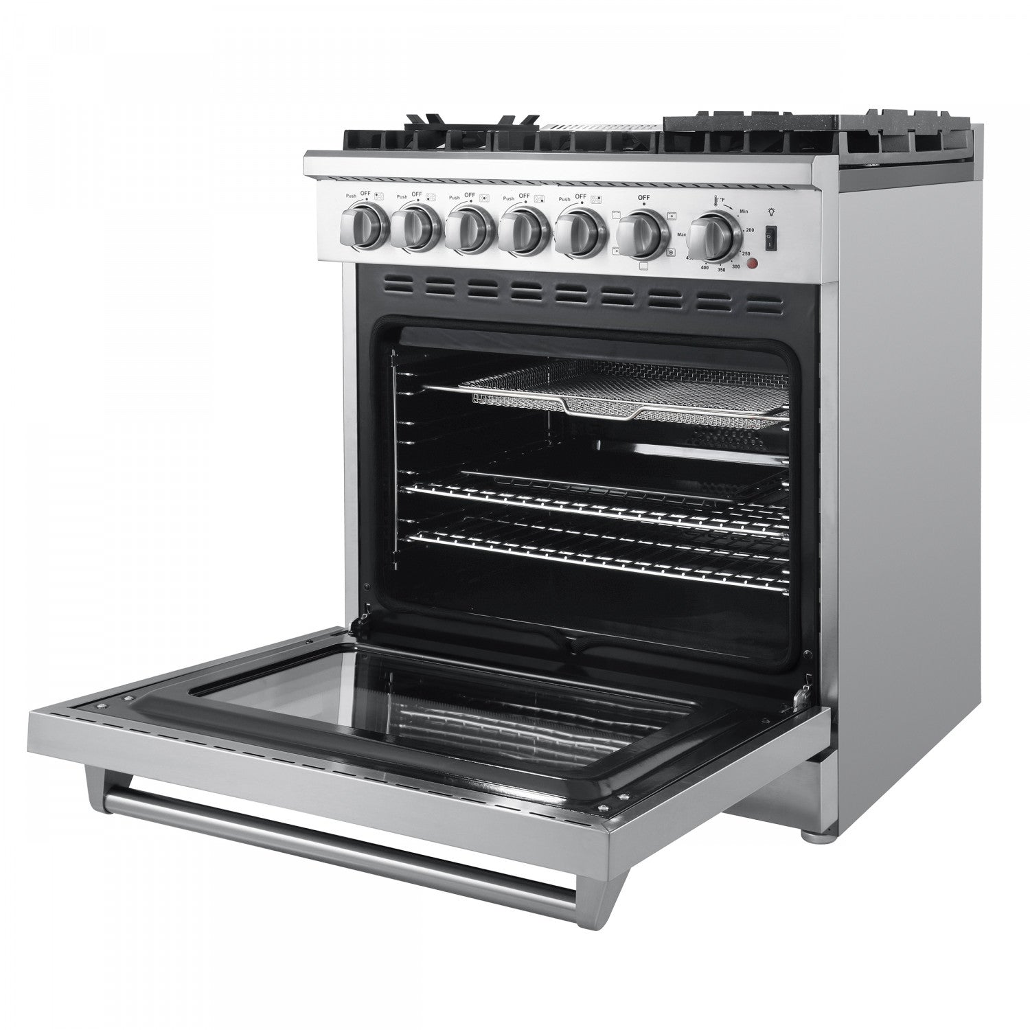Forno Lazio Stainless Steel Dual Fuel Range with True Convection and Air Fry (4.32 Cu. Ft.) - FFSGS6196-30