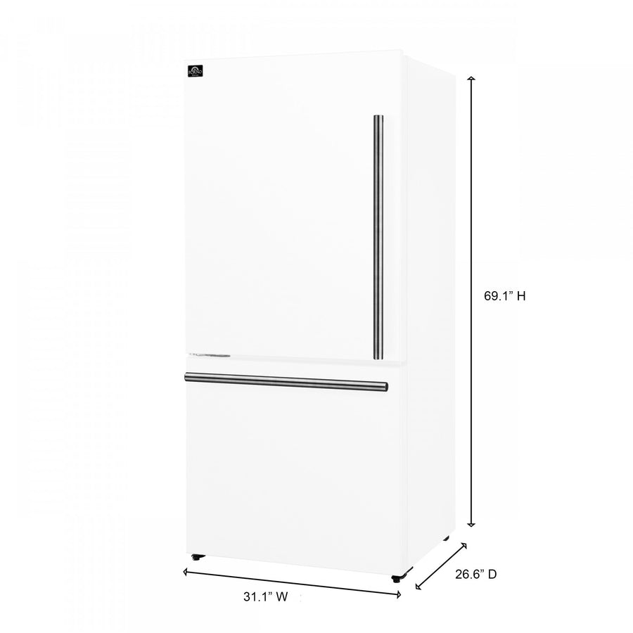 Forno Milano 31" 17.2 Cu.Ft. White Bottom Freezer Refrigerator with Right Swing Door - FFFFD1786-31WHT
