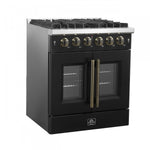 Forno Galiano 30" Black French Door Freestanding Gas Range (4.32 Cu. Ft.) - FFSGS6444-30BLK