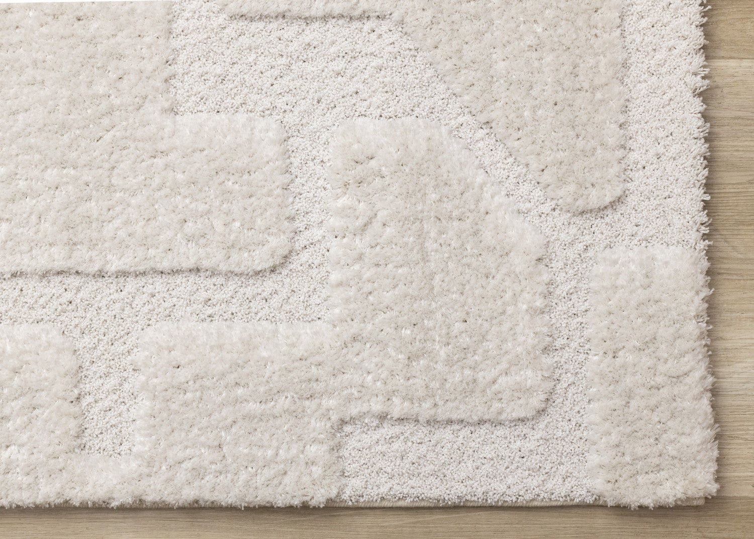 Luxury Plush Textured Shapes Area Rug - 5' X 8' - Cream