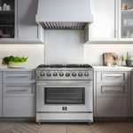 Forno Galiano 36" Stainless Steel Dual Fuel Range with True Convection (5.36 Cu. Ft.) - FFSGS6156-36