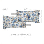 Selena II Ruffled Standard Pillow Case - Blue Floral - Set of 2