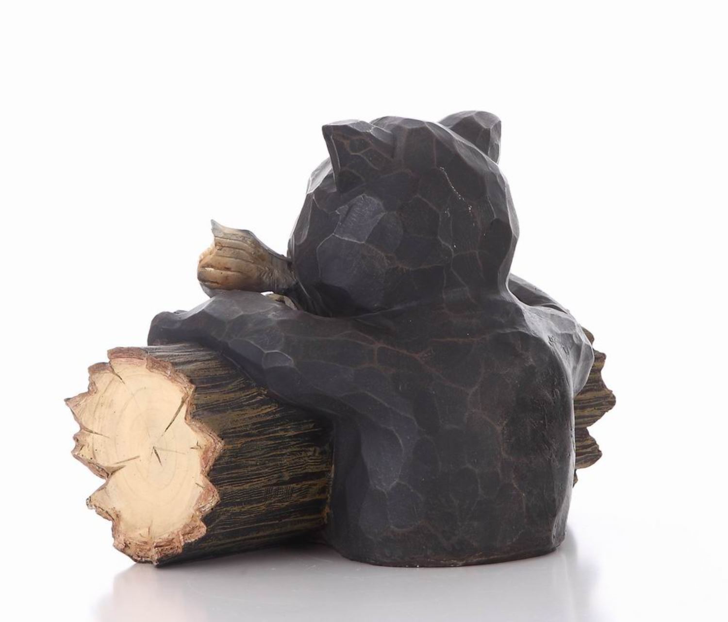 Bear Gone Fishing Statue - Black/ Brown