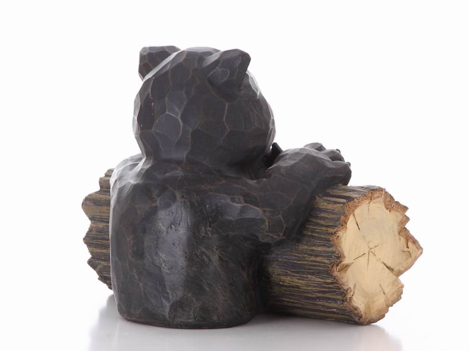 Bear Gone Fishing Statue - Black/ Brown