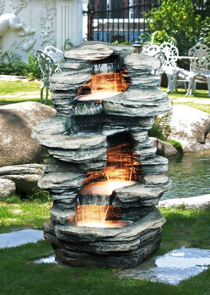 Calming Stone Waterall Fountain With Halogen Light