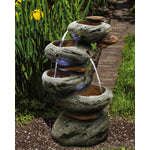 Stacked Stone Waterfall Fountain With LED