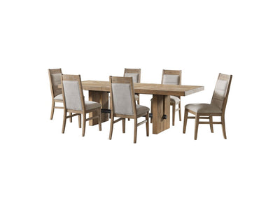 Landmark Salle à manger 7 mcx avec chaises rembourrées – brun, beige