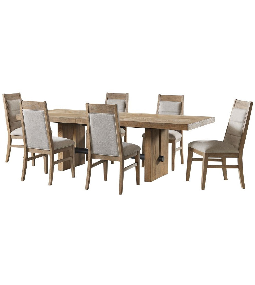 Landmark 7-Piece Extendable Dining Set with Upholstered Dining Chairs - Brown, Beige