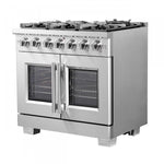 Forno Capriasca 36" Stainless Steel French Door Freestanding Gas Range with Air Fry (5.36 Cu. Ft.) - FFSGS6460-36